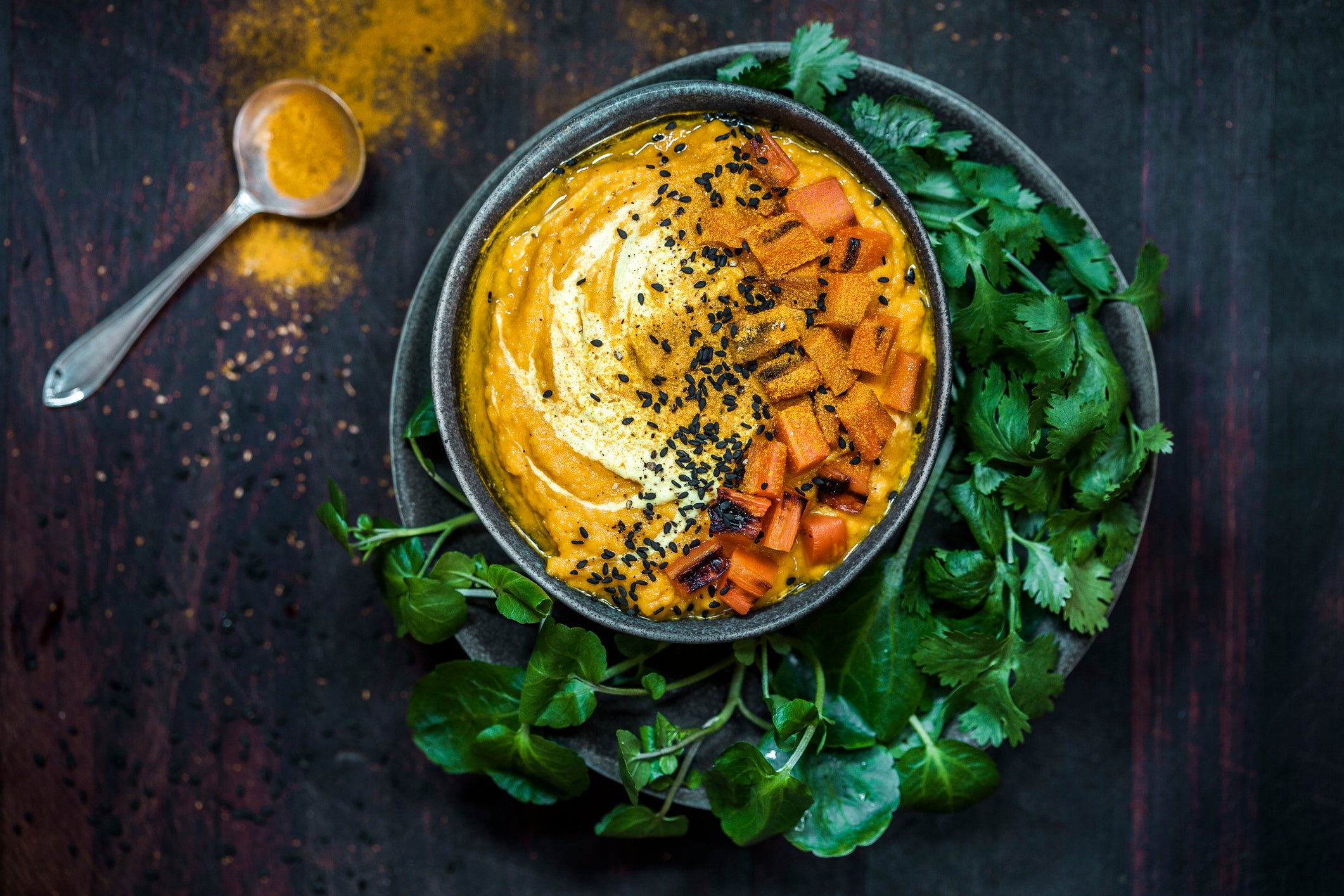 Carrot Puree with Coriander and Cress