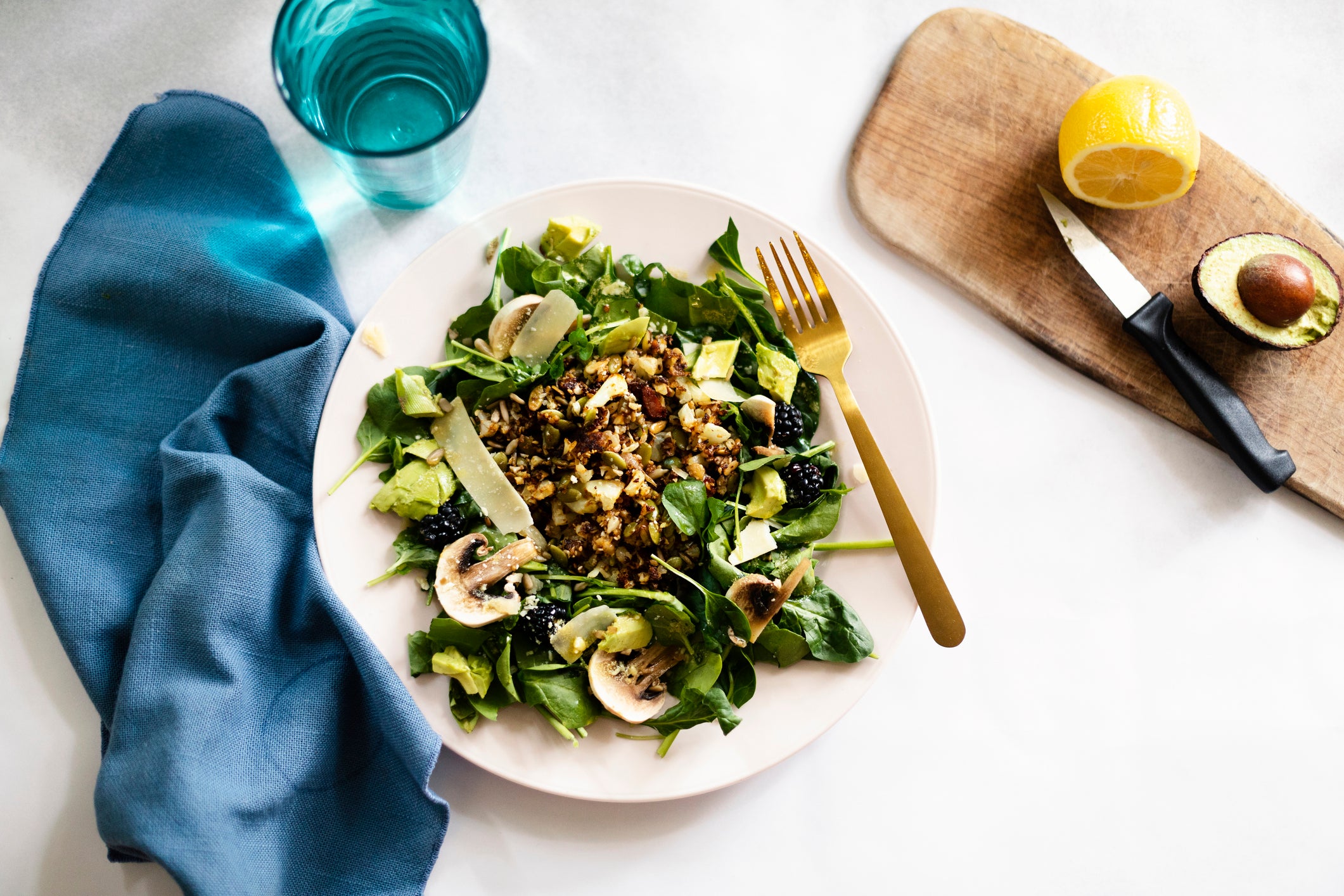 Close-up of salad served on table at home