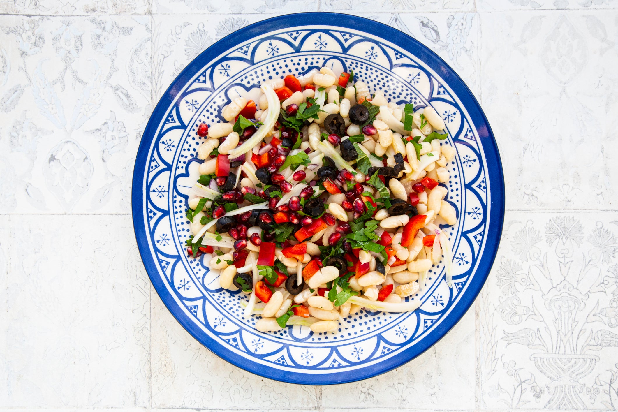 Oriental bean salad on plate