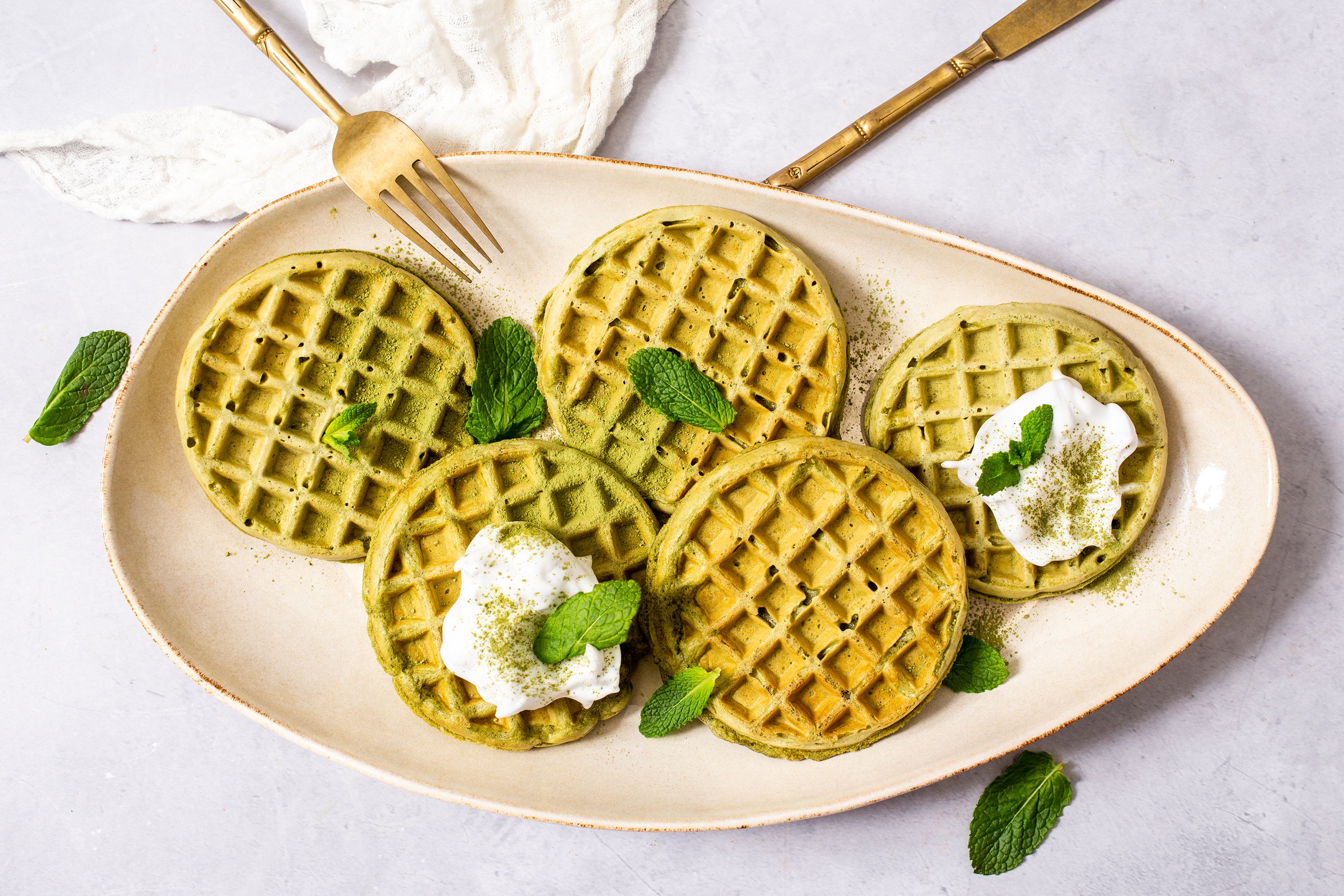 Here's how to make homemade coconut whipped cream and vegan matcha waffles.