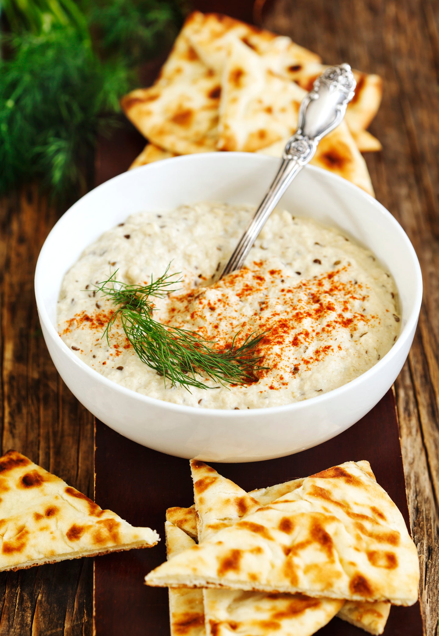 Baba ganoush with smoked paprika and flatbreads