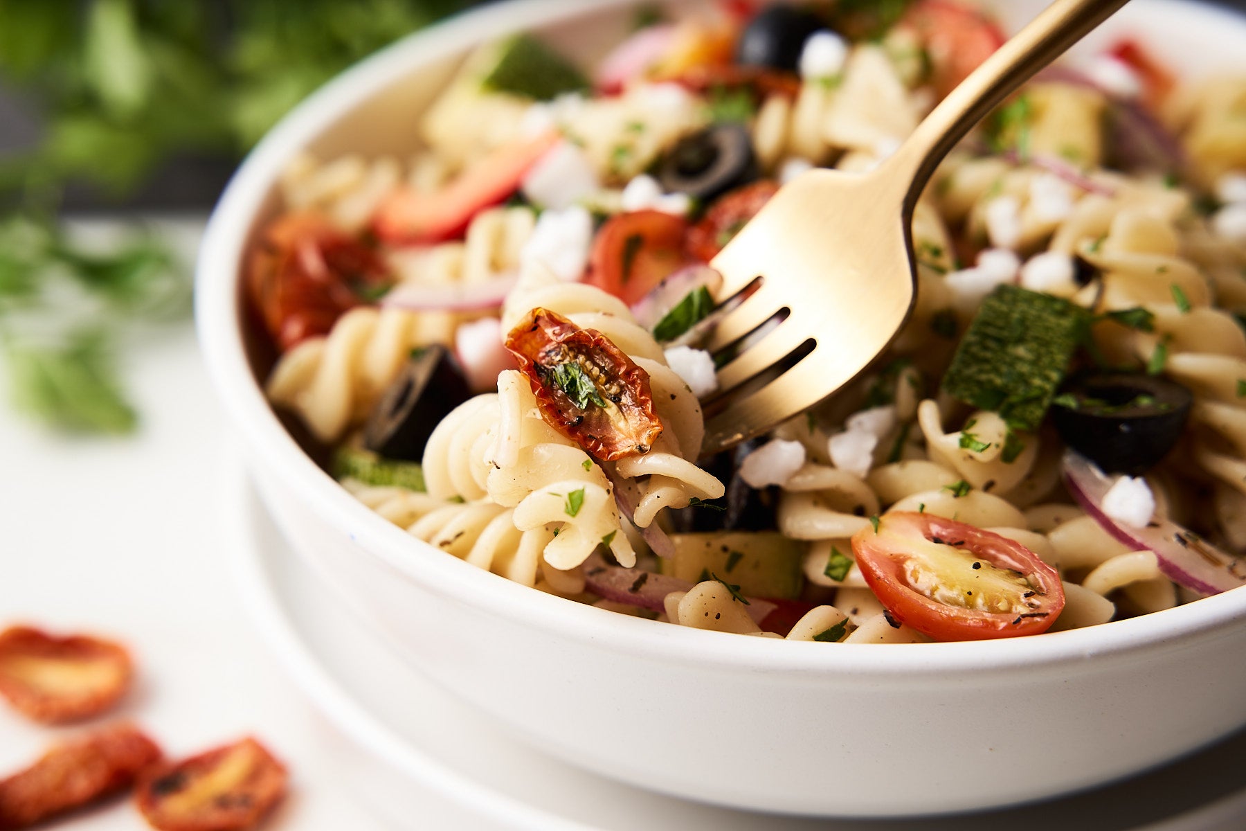 Summer Pasta Salad with Dairy-Free Feta for Under $1 a Serving