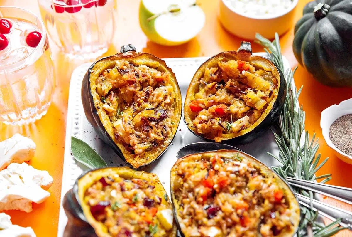 vegan stuffed Acorn squash